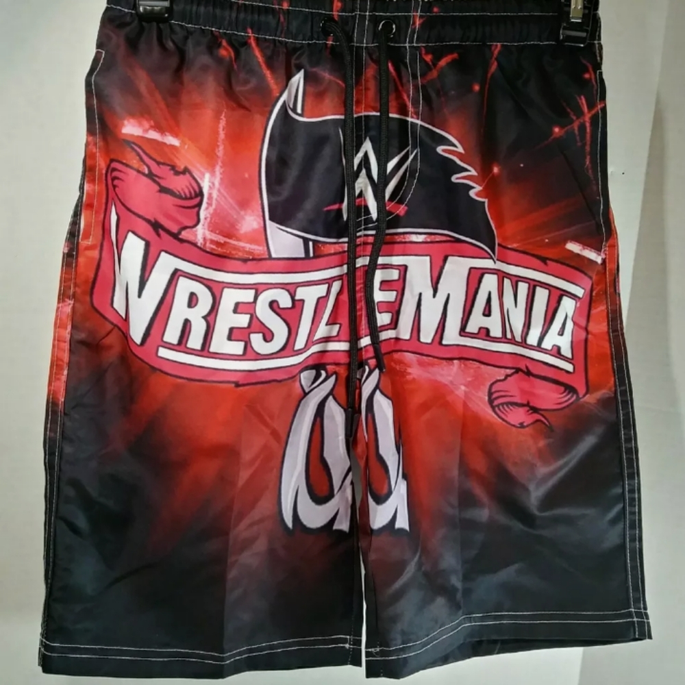 Cosplay Boy's Size Medium Red With Multicolored 3D Graphic Design Swimtrunks
